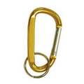 Carabiner w/ 1" Split Ring - 2-1/2" Gold